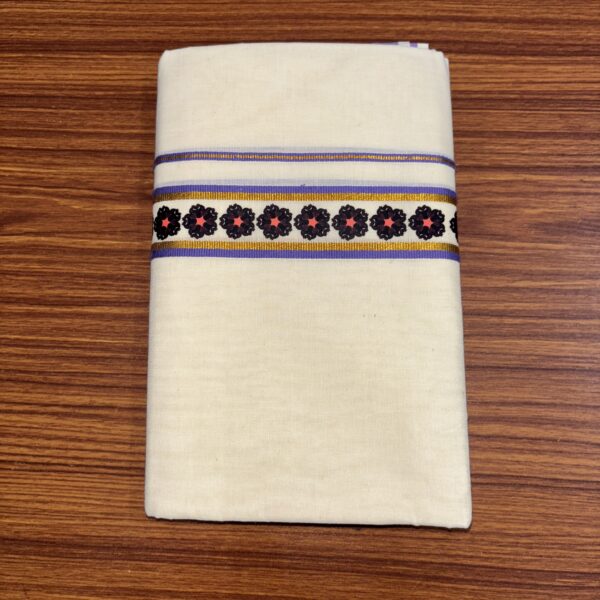 Simple Flower Sticker Print Dhoti – Handloom Finish